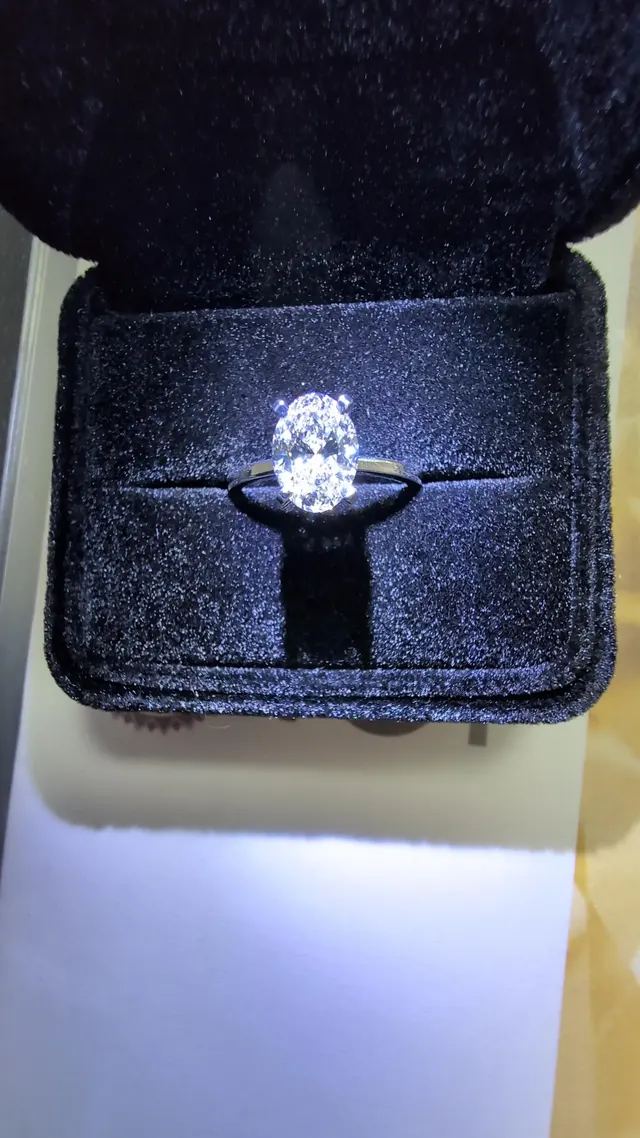 Oval Lab Grown Diamond Engagement Ring Solitaire 14K White Gold  IGI Certified 2ct E VVS2
