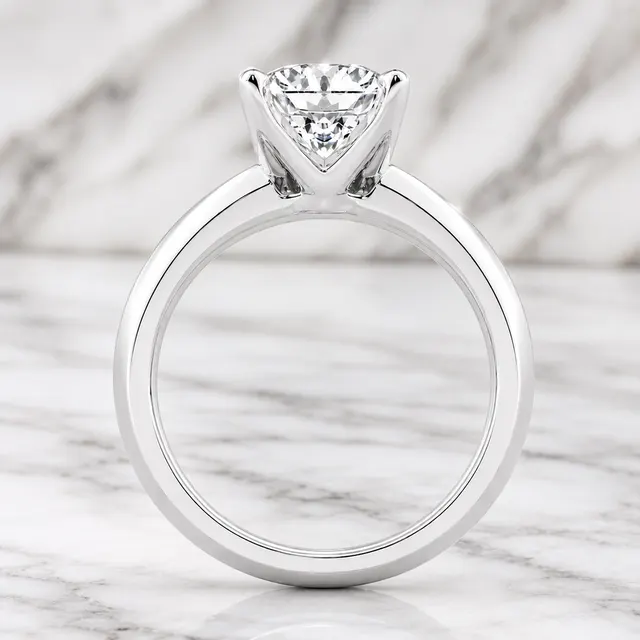 Oval Lab Grown Diamond Engagement Ring Knife Edge Solitaire 14K White Gold IGI Certified 4 Carat E VVS2 - alternate view