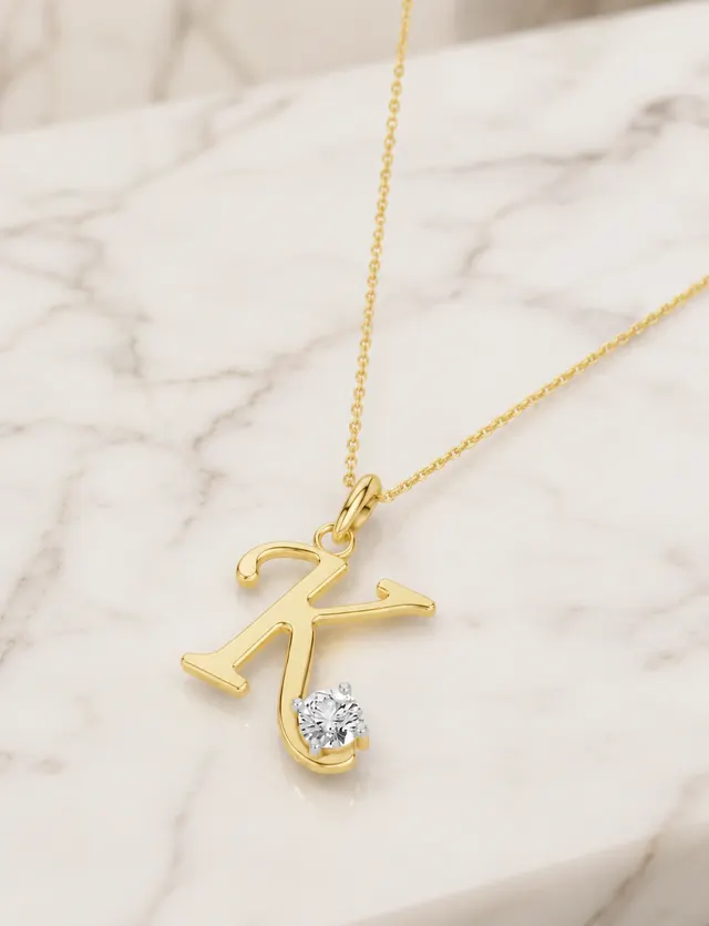 Round Lab Grown Diamond Keepsake Pendant Bezel 14K Yellow Gold E VVS2 0.20ct for Her - alternate view