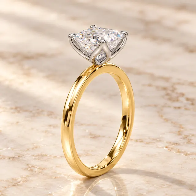 Asscher Lab Grown Diamond Engagement Ring Solitaire Two-Tone 14K Yellow Gold Tulip Prong Setting - alternate view