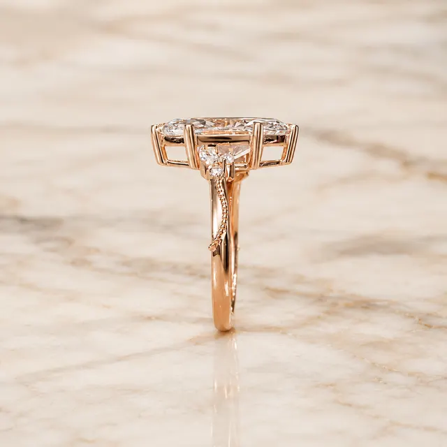 Marquise Lab Grown Diamond Engagement Ring Bypass Shank 14K Gold IGI 2.85 Carat E VVS2 - alternate view