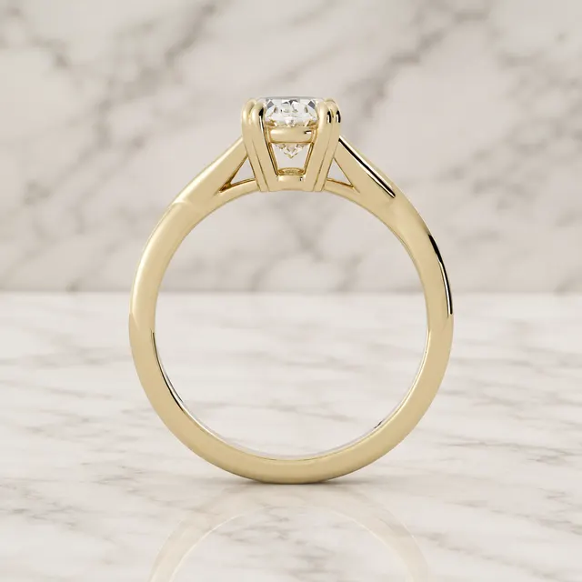 Oval Lab Grown Diamond Engagement Ring Solitaire Basket 14K Yellow Gold IGI Certified 2ct Twisted Shank - alternate view