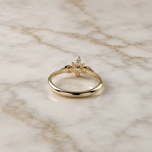 Marquise Lab Grown Diamond Engagement Ring Three Stone 14K Yellow Gold Pear Accents, IGI Certified - alternate view