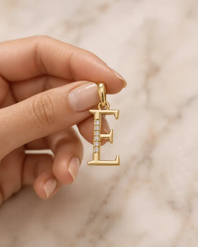 Letter E Lab Grown Diamond Initial Pendant Necklace Alphabet Charm IGI Certified for Her - alternate view