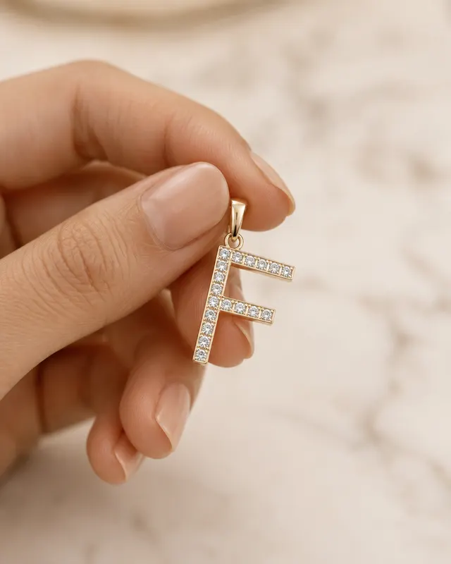  Lab Grown Diamond  Initial F Pendant 14K White Gold E VVS2 IGI Certified - alternate view