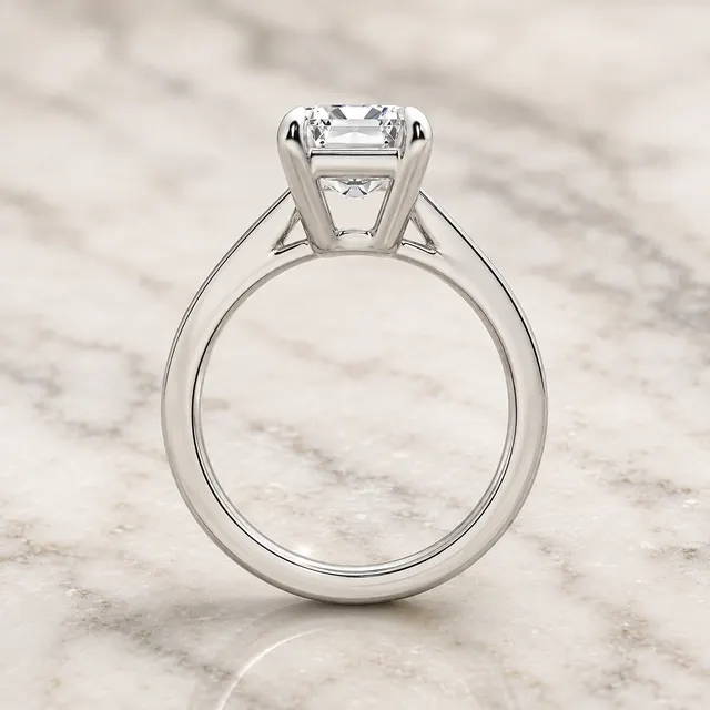 Emerald Cut Lab Grown Diamond Engagement Ring Solitaire Platinum IGI Certified 4 Carat E VVS2 - alternate view