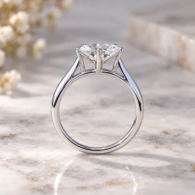 Dutch Marquise Lab Grown Diamond Engagement Ring Solitaire Cathedral White Gold - alternate view