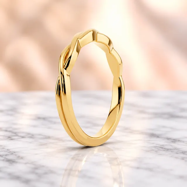 Twisted Wedding Band – Vine Twist 14K Yellow Gold – Stackable Ring for Her - alternate view