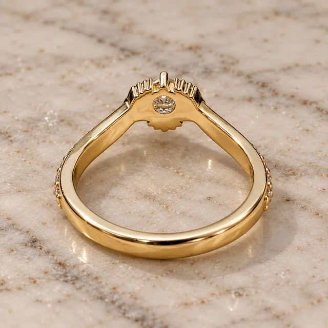 Round Lab Grown Diamond Claddagh Engagement Ring Pave 14K Yellow Gold IGI Certified - alternate view