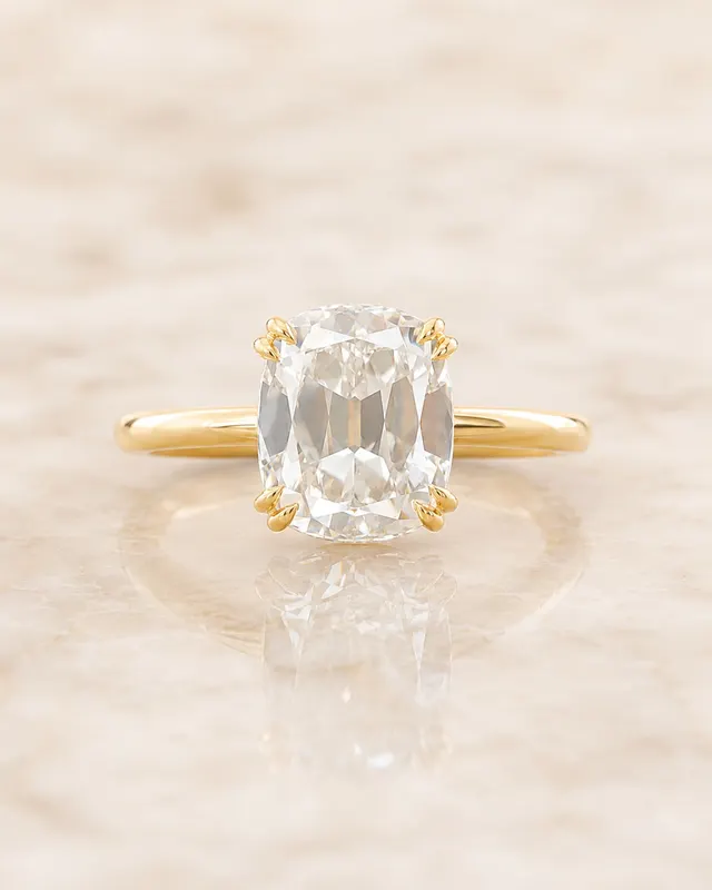 Cushion Cut Engagement Ring Old Mine Solitaire 925 Sterling Silver 4.00 ct VVS2 Elongated