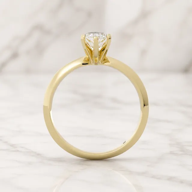 Marquise Lab Grown Diamond Engagement Ring Six Prong Solitaire 14K Yellow Gold Knife Edge Shank - alternate view
