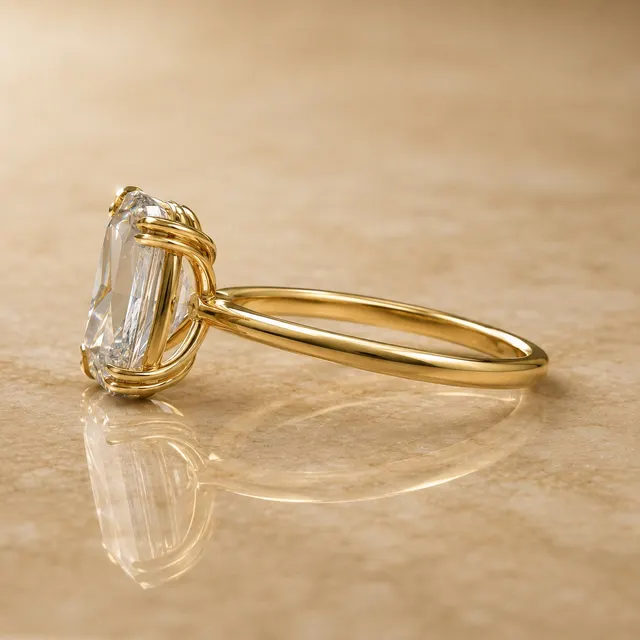 Cushion Cut Engagement Ring Old Mine Solitaire 925 Sterling Silver 4.00 ct VVS2 Elongated - alternate view