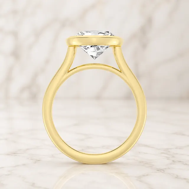 Pear Lab Grown Diamond Engagement Ring Solitaire Bezel 14K Yellow Gold IGI Certified 4 Carat E VVS2 - alternate view