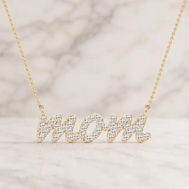 Round Lab Grown Diamond Nonna Name Pendant Necklace – 14K White Gold – 1/2ct E VVS2 Diamond-Set Letters