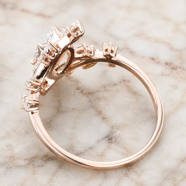 Marquise Lab Grown Diamond Engagement Ring Nature-Inspired Branch 14K Rose Gold Marquise & Round Accents - alternate view