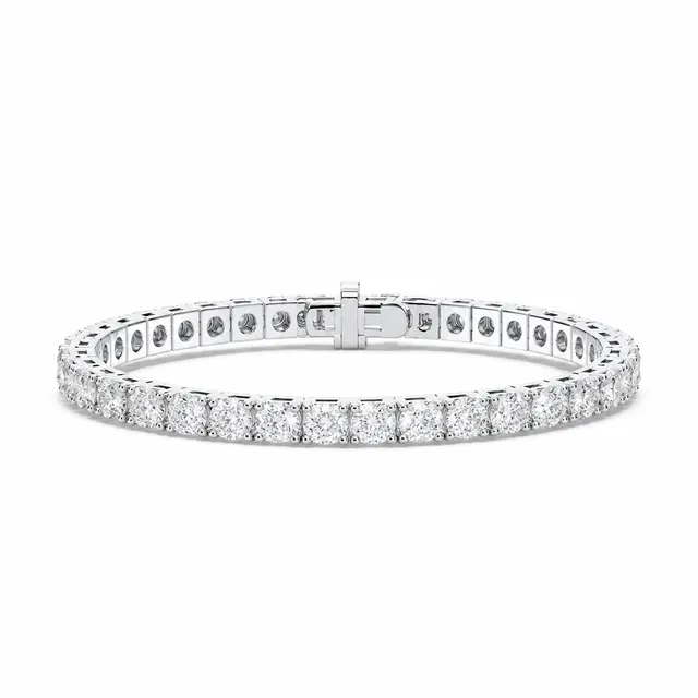 10 CT Round Lab Grown Diamond Tennis Bracelet – Four-Prong 14K White or Yellow Gold