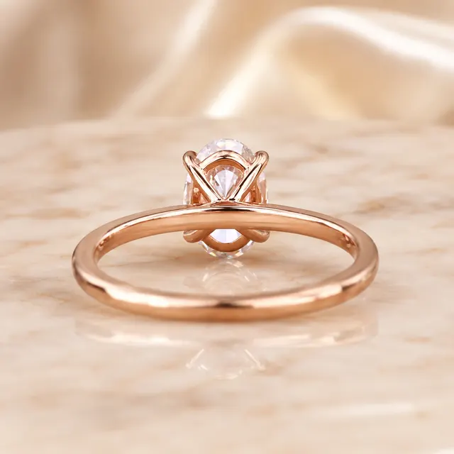 Oval Lab Grown Diamond Engagement Ring Solitaire 14K Rose Gold IGI Certified 2 Carat E VVS2 - alternate view
