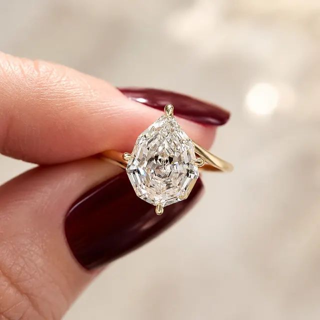 Pear Lab Grown Diamond Engagement Ring Bypass Solitaire 14K White Gold IGI Certified 2 Carat - alternate view