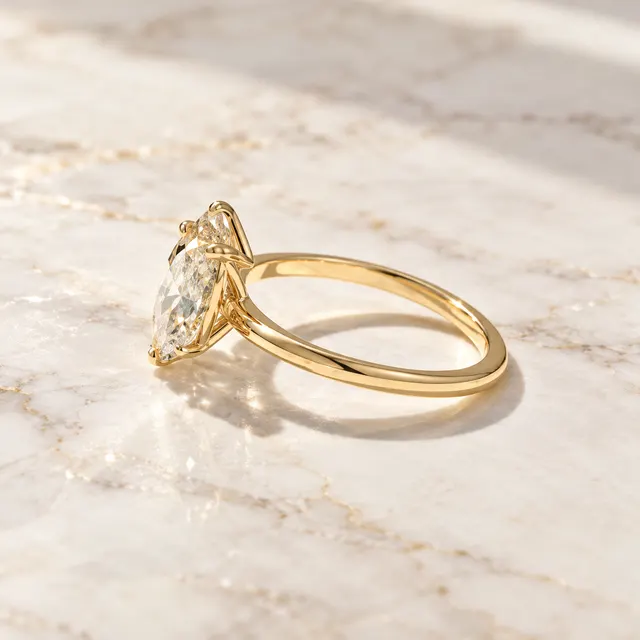 Marquise & Round Lab Grown Diamond Engagement Ring Two Stone Toi et Moi 14K Yellow Gold - alternate view