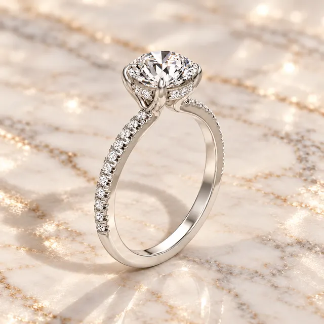 Round Cut Lab Grown Diamond Engagement Ring Floating Solitaire 18K White Gold IGI Certified - alternate view