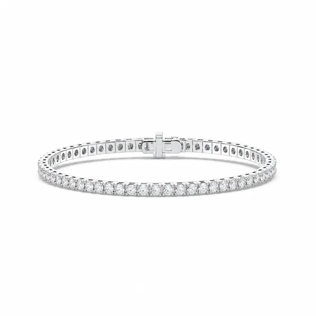 3 CT Round Lab Grown Diamond Tennis Bracelet – Four-Prong 14K White or Yellow Gold