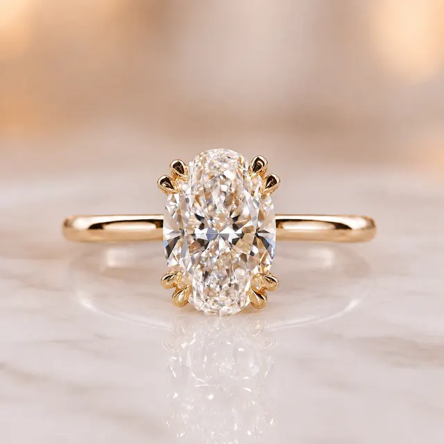 Oval Lab Grown Diamond Engagement Ring Double Claw Solitaire 14K White Gold – IGI Certified 2 Carat