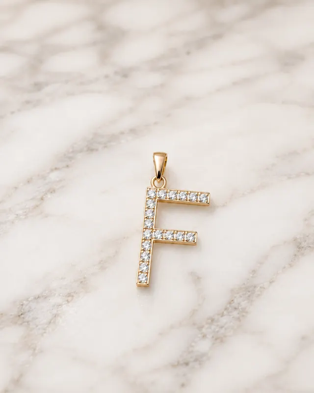  Lab Grown Diamond  Initial F Pendant 14K White Gold E VVS2 IGI Certified