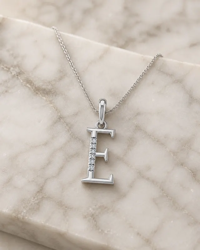 Letter E Lab Grown Diamond Initial Pendant Necklace Alphabet Charm IGI Certified for Her