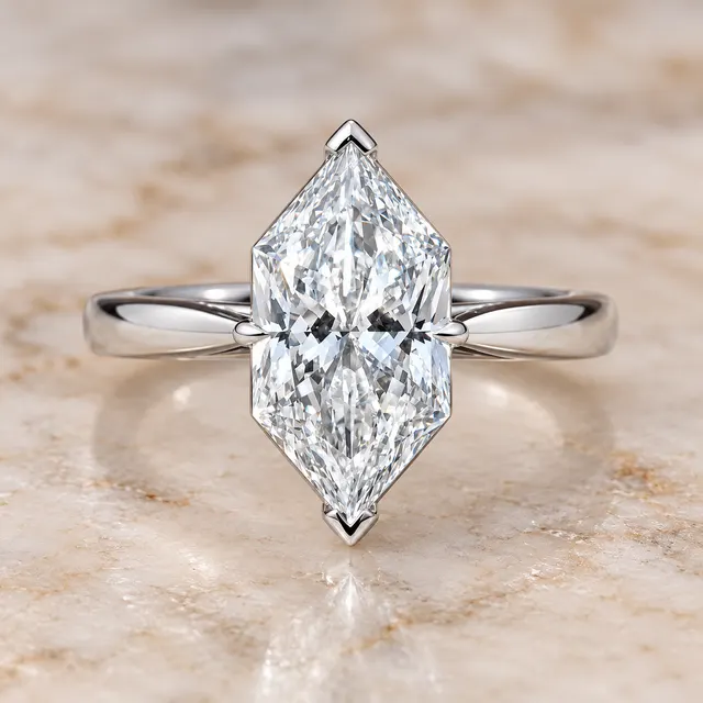 Dutch Marquise Lab Grown Diamond Engagement Ring Solitaire Cathedral White Gold