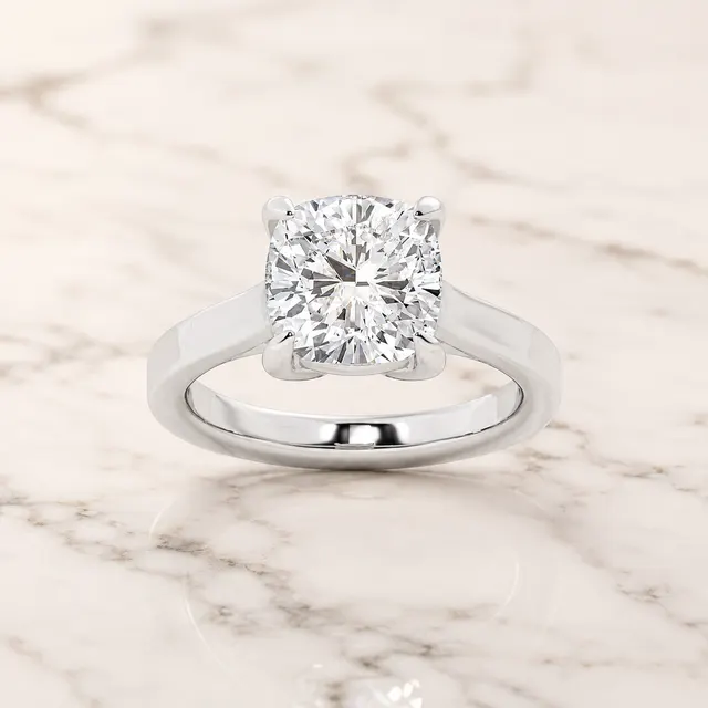 Cushion Lab Grown Diamond Engagement Ring Four Prong Solitaire Platinum IGI Certified 4 Carat E VVS2