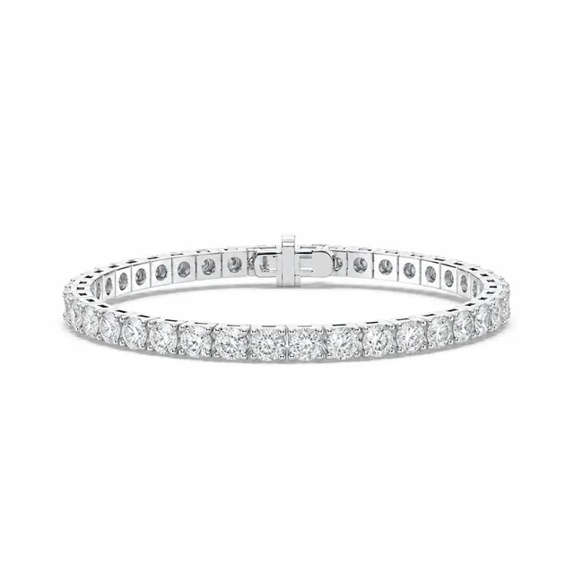 5 CT Round Lab Grown Diamond Tennis Bracelet – Four-Prong 14K White or Yellow Gold