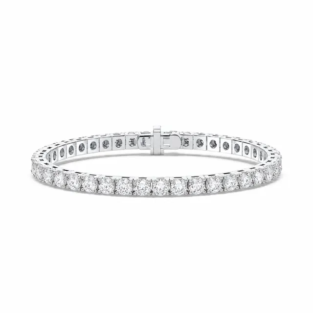 7 CT Round Lab Grown Diamond Tennis Bracelet – Four-Prong 14K White or Yellow Gold