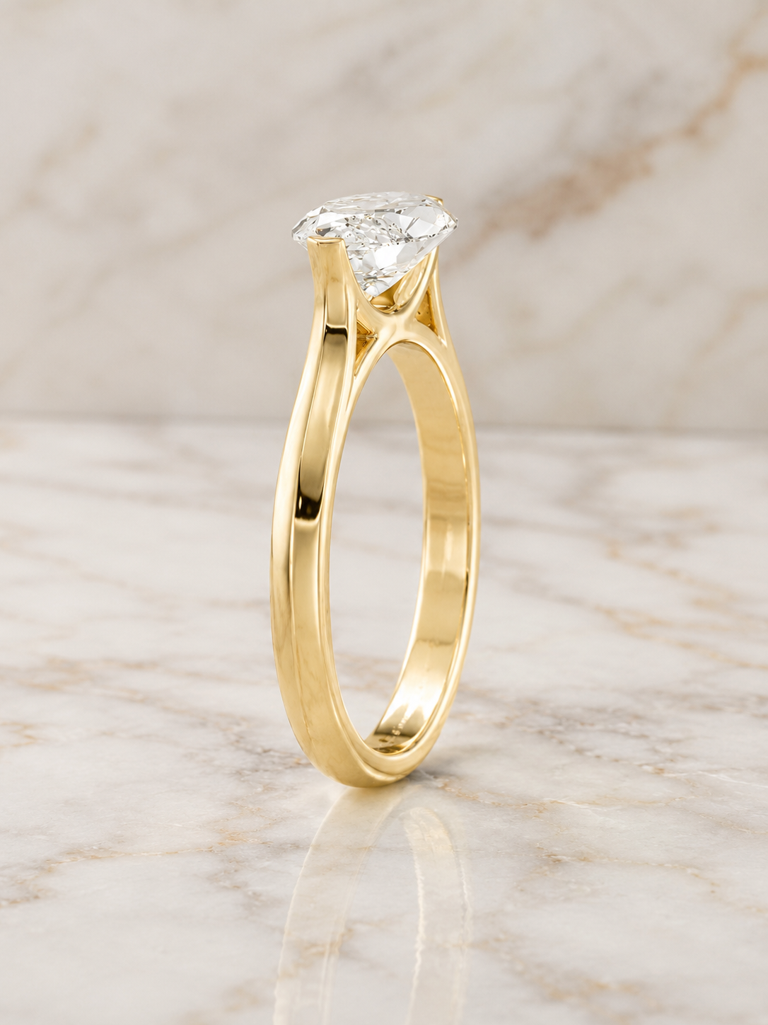Marquise Lab Grown Diamond Engagement Ring East-West Solitaire 14K Gold IGI Certified 2 Carat E VVS2