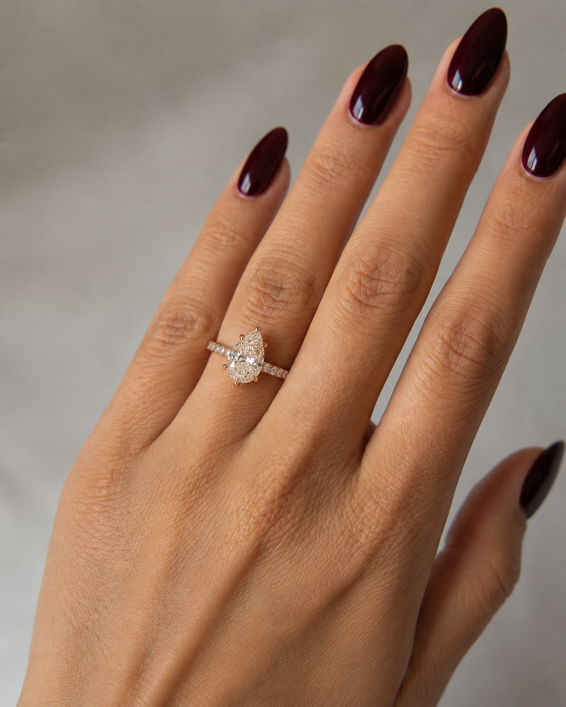 2.51ct Pear Lab Grown Diamond Engagement Ring – 14K Gold Hidden Halo