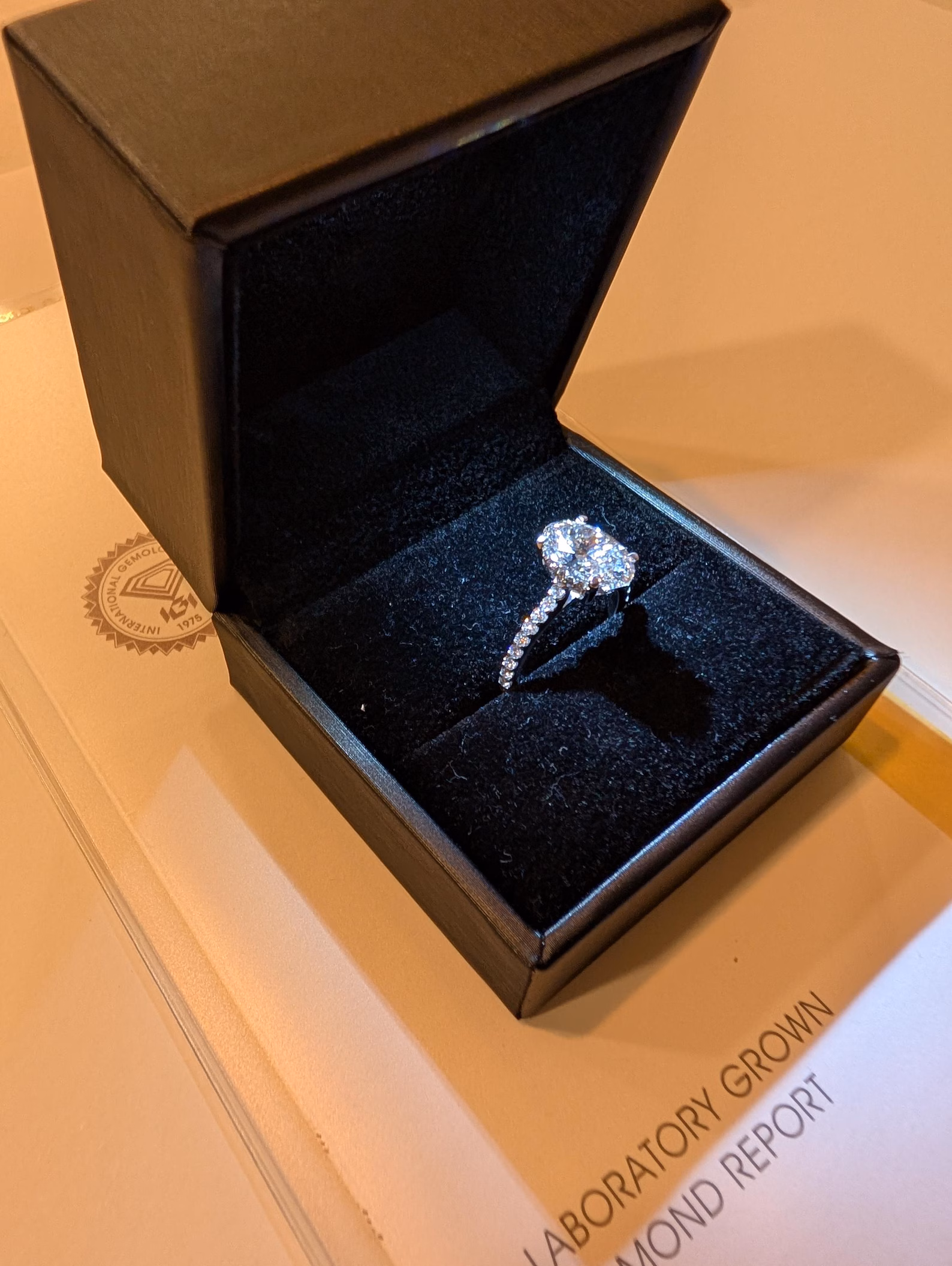 2.82ct Oval Lab Grown Diamond Engagement Ring – Hidden Halo 14K Gold