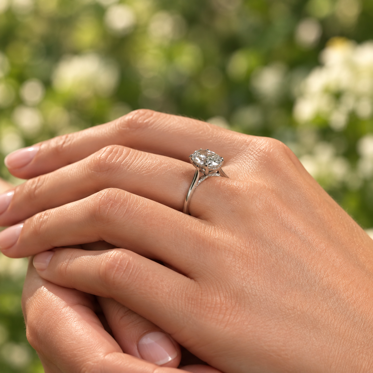 Oval Lab Grown Diamond Engagement Ring Solitaire 14K Yellow Gold IGI Certified