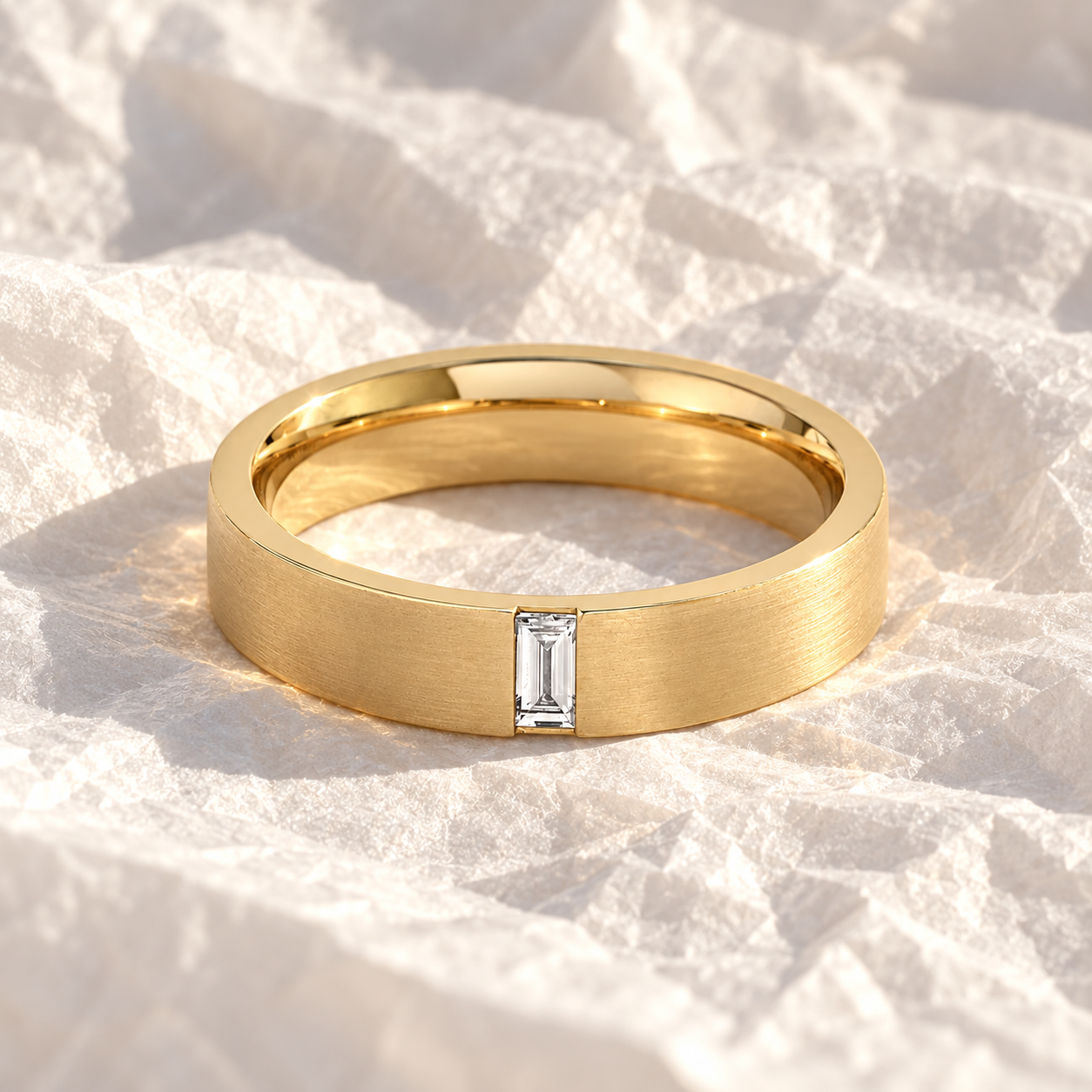 Brushed Single Baguette Band - Yellow Gold Design Reference Draft