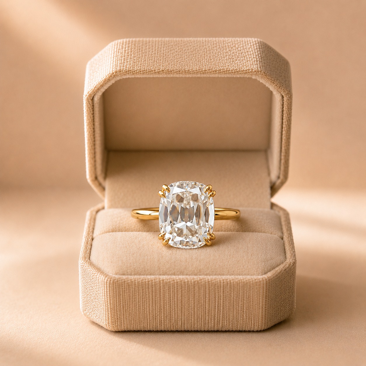 Cushion Cut Engagement Ring Old Mine Solitaire 925 Sterling Silver 4.00 ct VVS2 Elongated