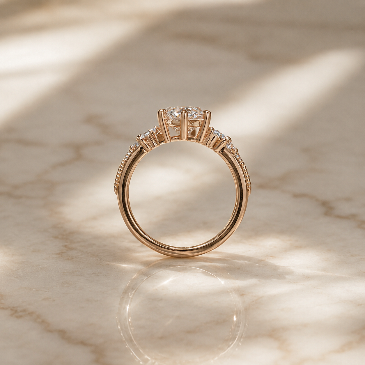 Marquise Lab Grown Diamond Engagement Ring Bypass Shank 14K Gold IGI 2.85 Carat E VVS2