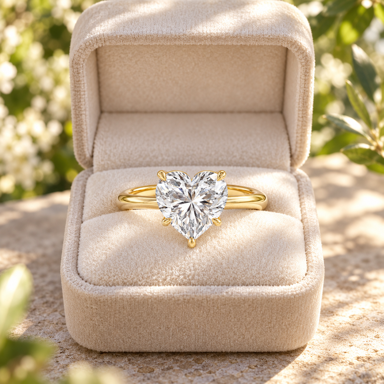 Heart Lab Grown Diamond Engagement Ring Solitaire 14K Yellow Gold IGI Certified