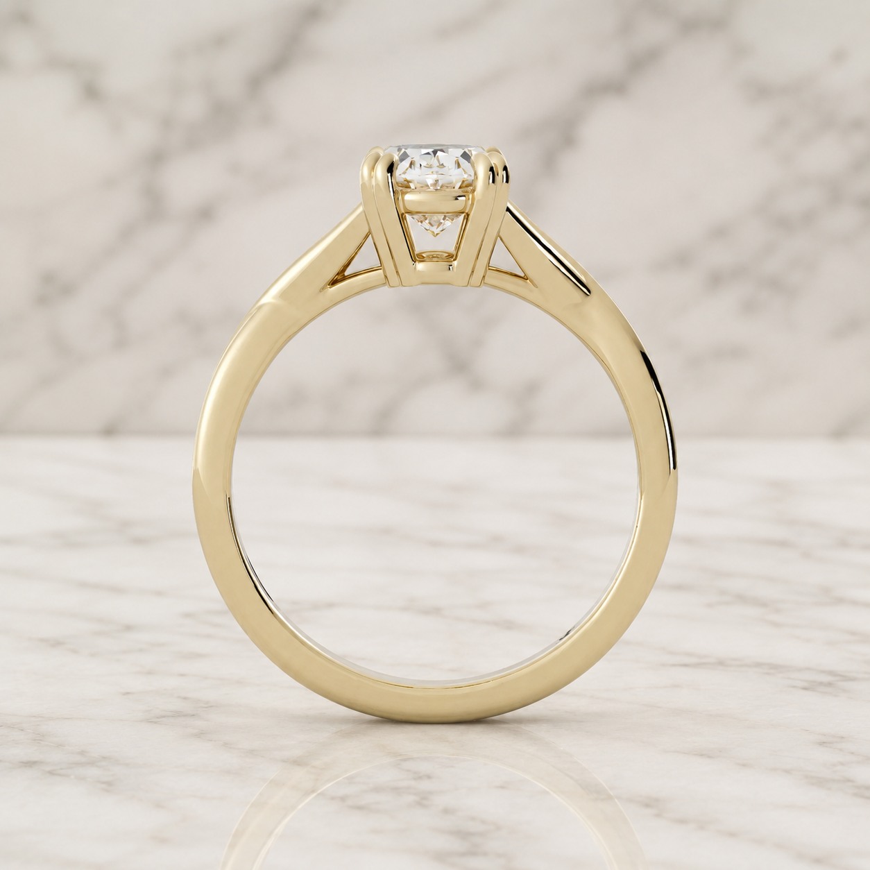 Oval Lab Grown Diamond Engagement Ring Solitaire Basket 14K Yellow Gold IGI Certified 2ct Twisted Shank