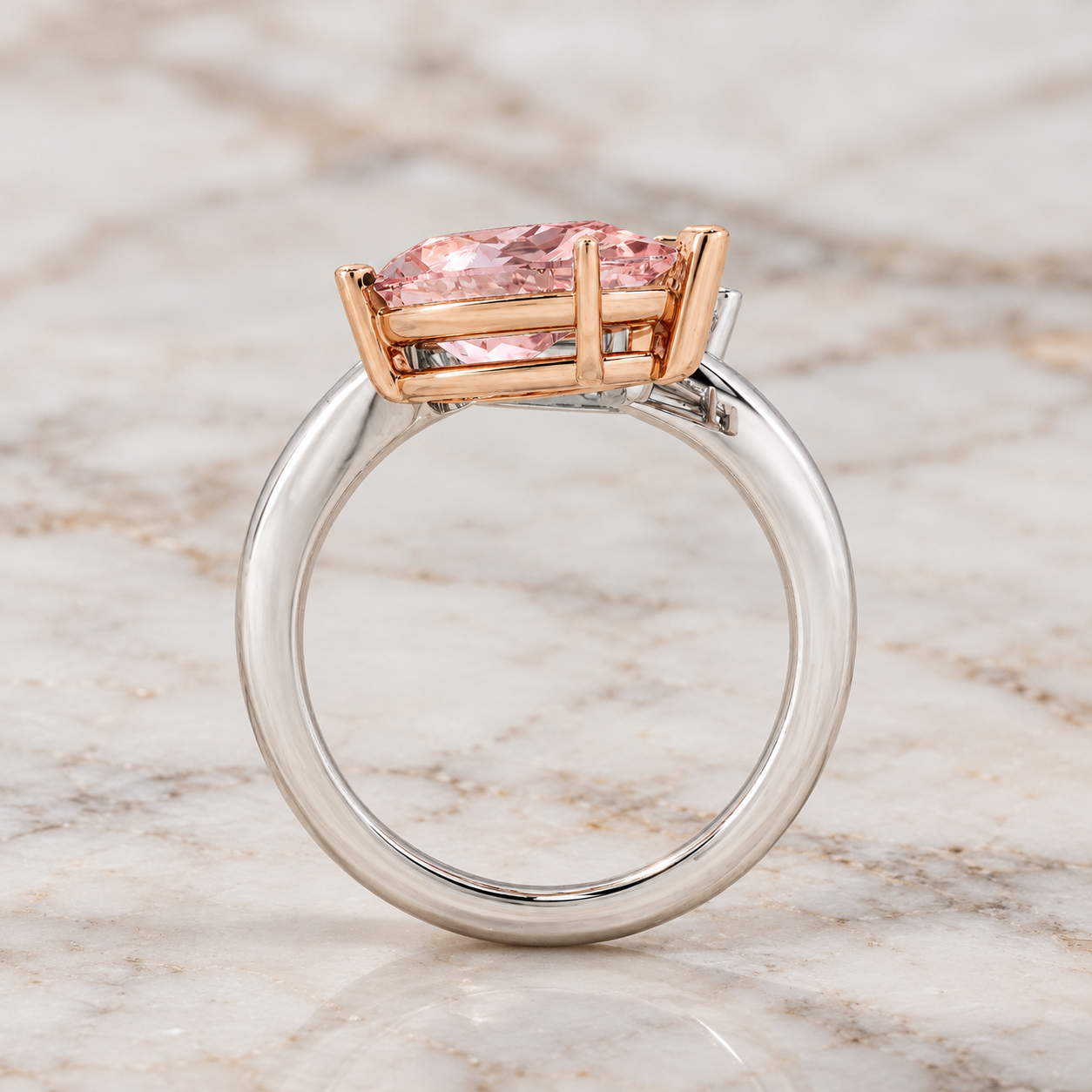 Pink Pear Lab Grown Diamond Engagement Ring – Two-Stone Bypass 14K Two-Tone Gold – IGI Certified