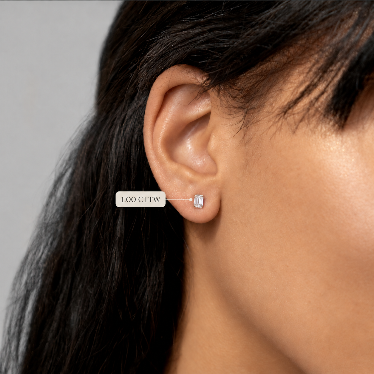Emerald Cut Lab Grown Diamond Stud Earrings 14K Yellow Gold IGI Certified Studs