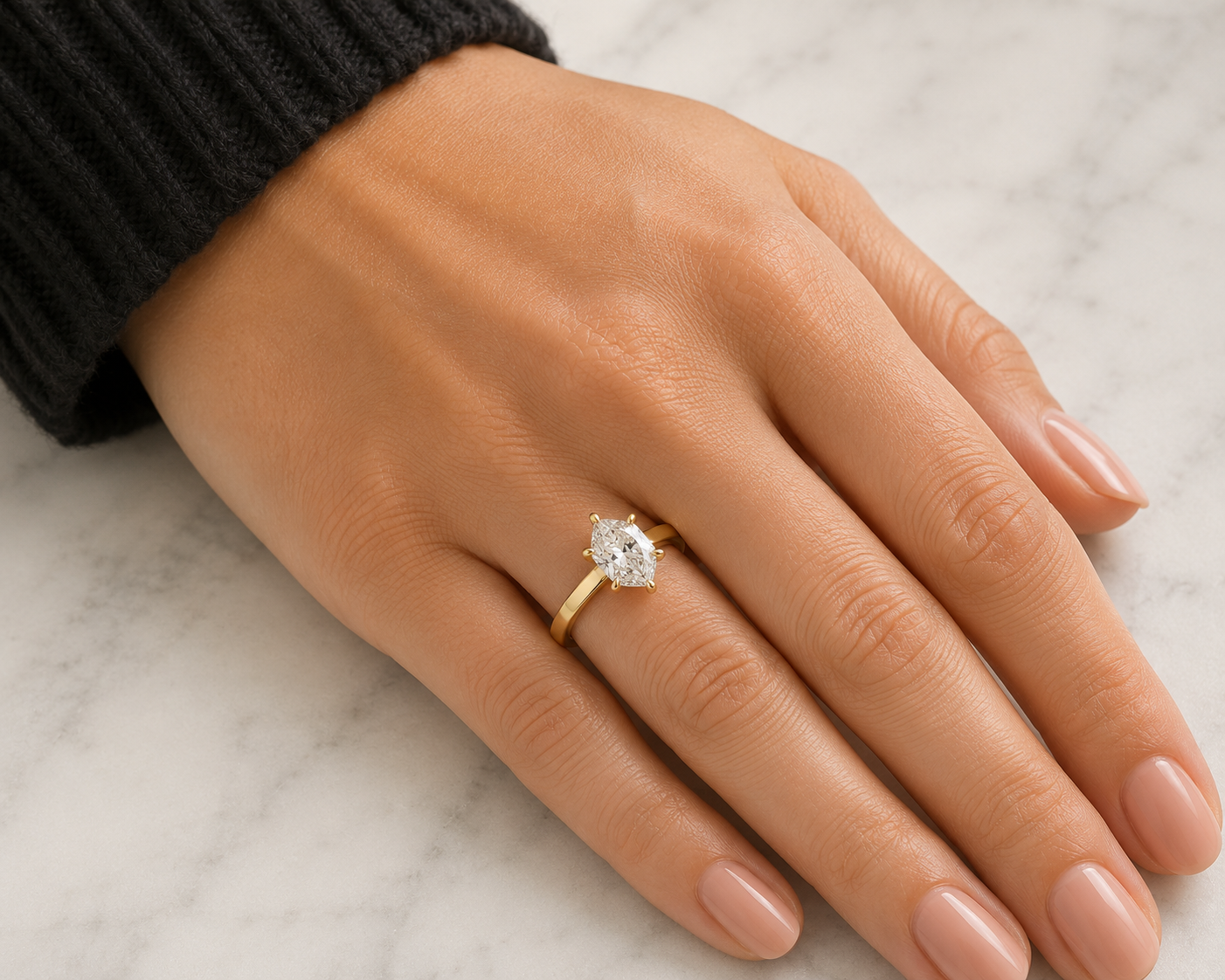 Dutch Marquise Lab Grown Diamond Engagement Ring Solitaire 14K Gold IGI Certified 1.5 Carat E VVS2