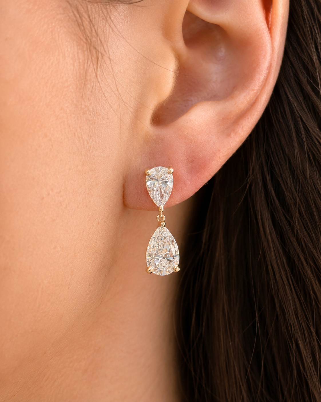 4.11 Ctw Pear Lab Grown Diamond Drop Earrings in 14K Yellow Gold