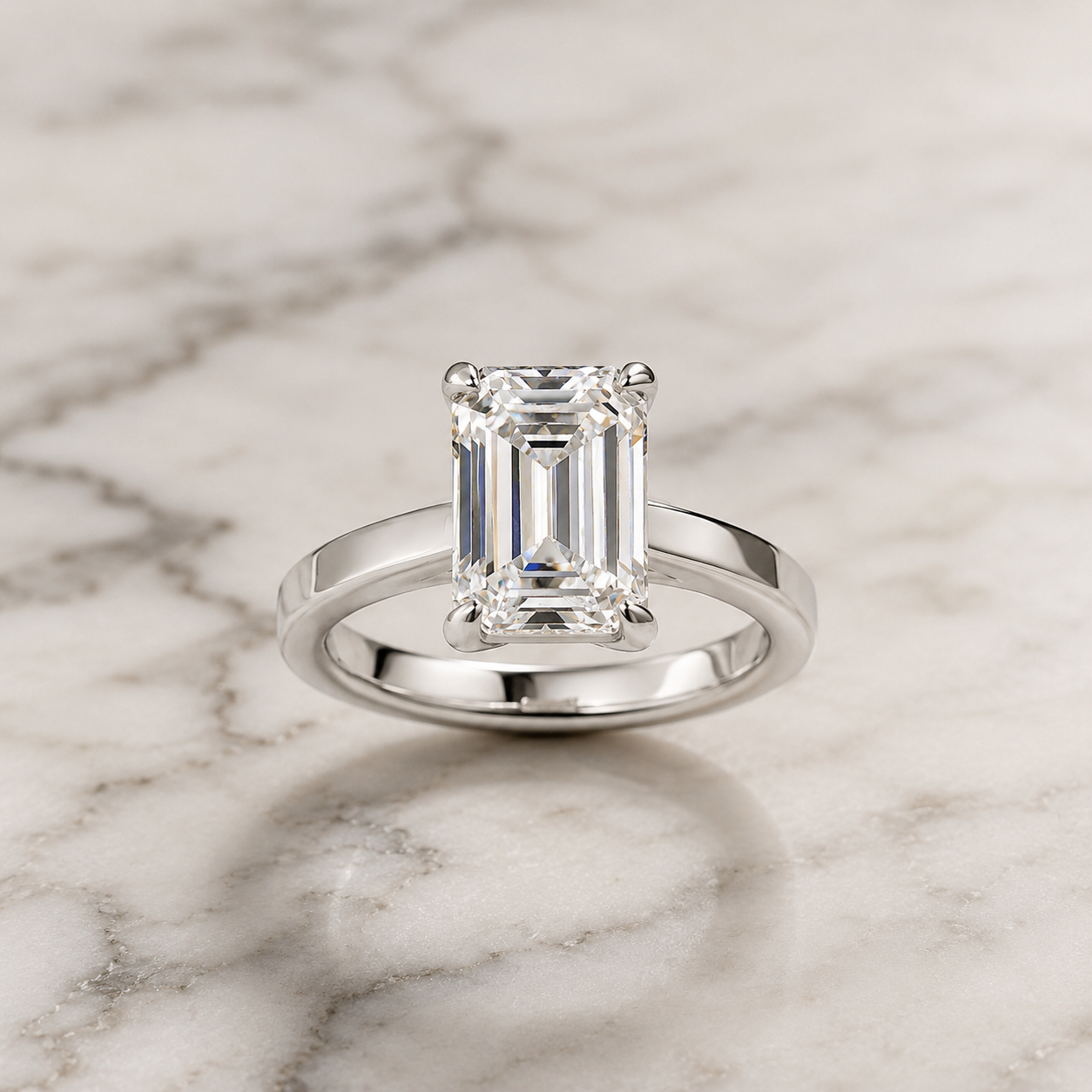 Emerald Cut Lab Grown Diamond Engagement Ring Solitaire Platinum IGI Certified 4 Carat E VVS2
