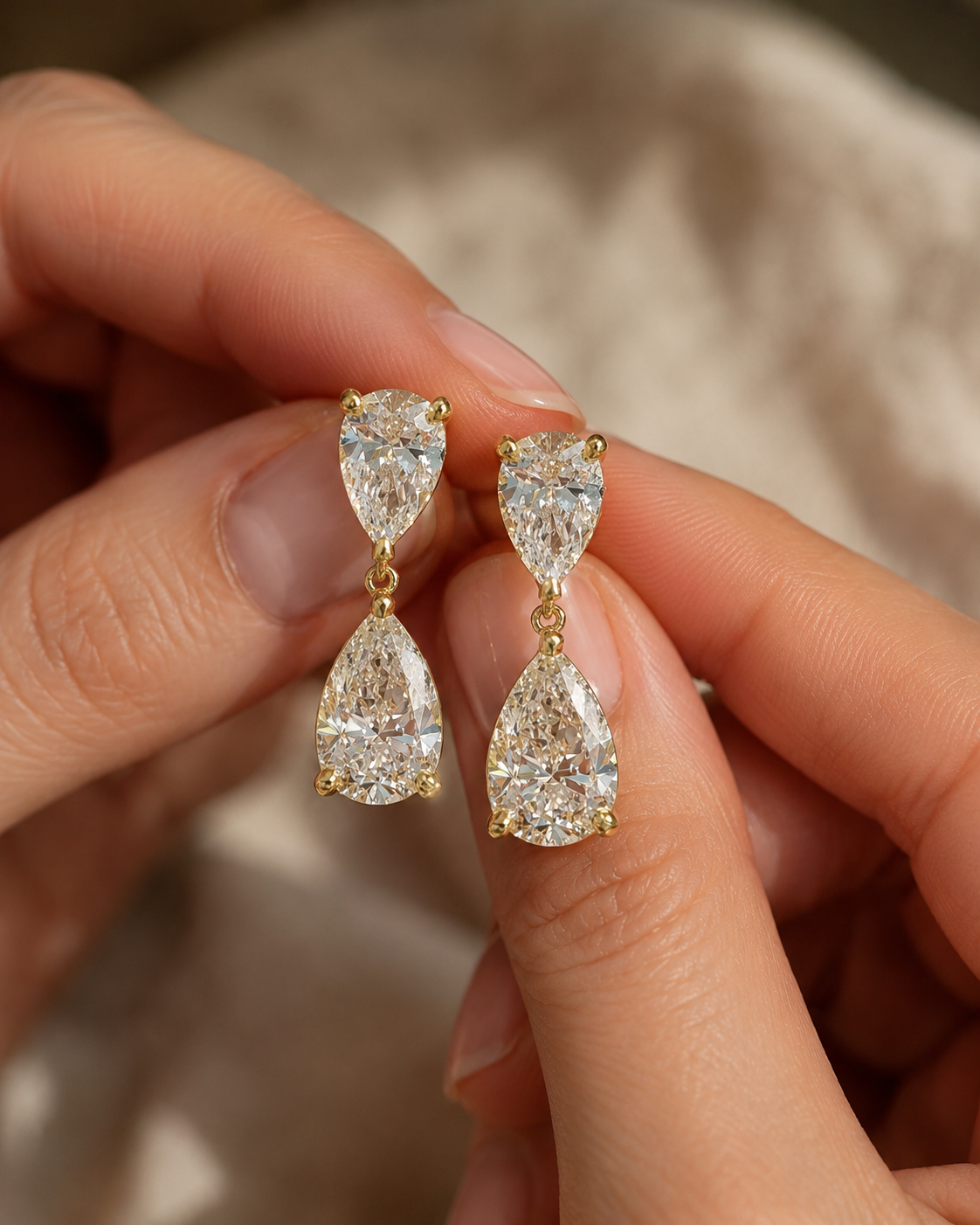 4.11 Ctw Pear Lab Grown Diamond Drop Earrings in 14K Yellow Gold