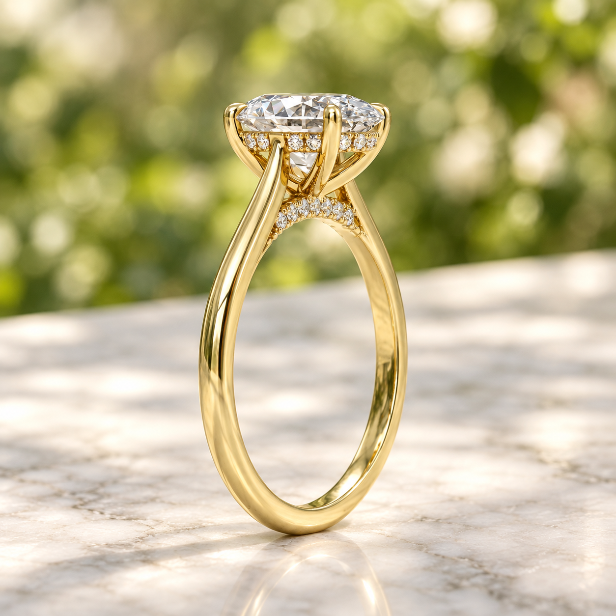 Oval Lab Grown Diamond Engagement Ring Solitaire 14K Yellow Gold IGI Certified