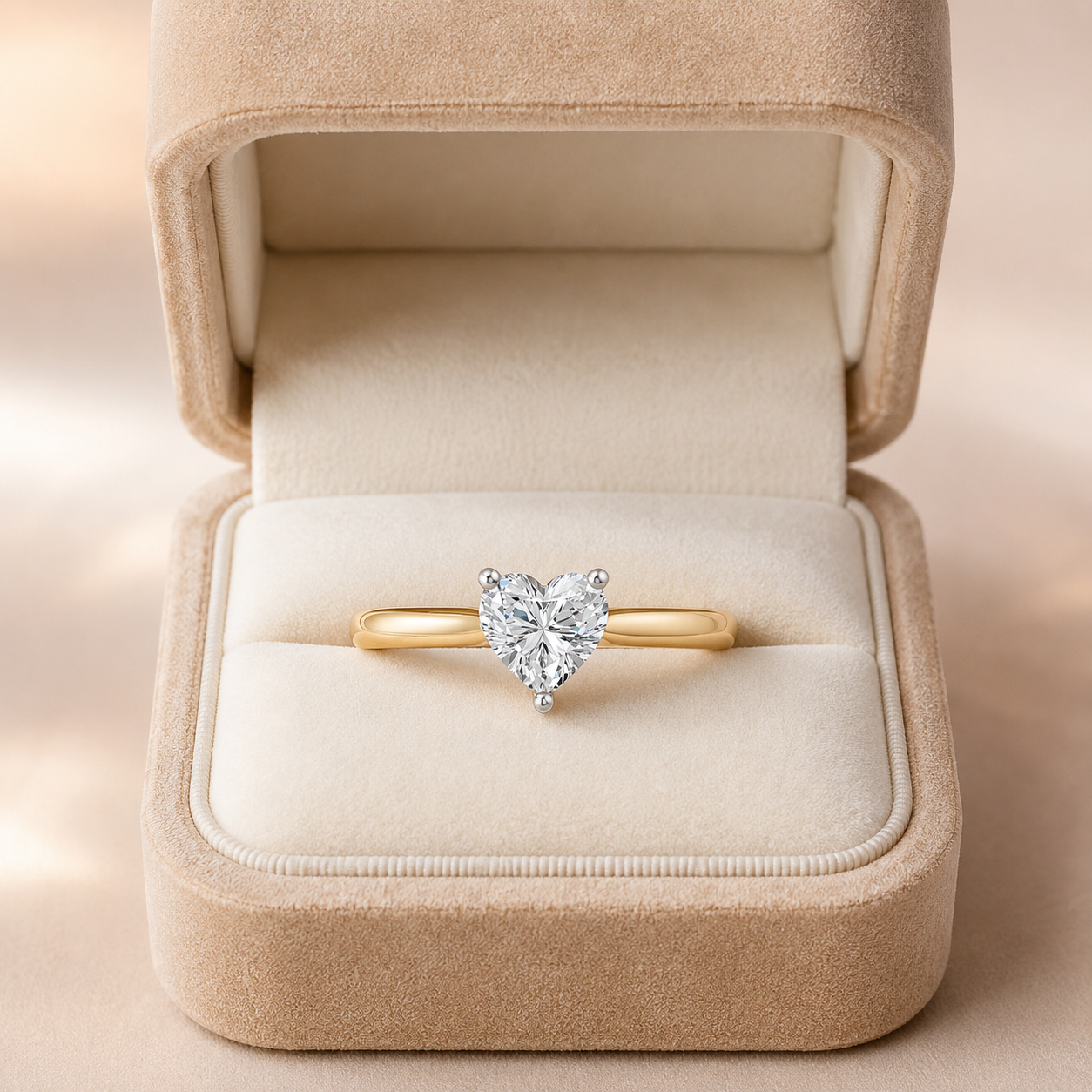 Heart Lab Grown Diamond Engagement Ring Solitaire 18K Gold IGI Certified 1 Carat E VVS2