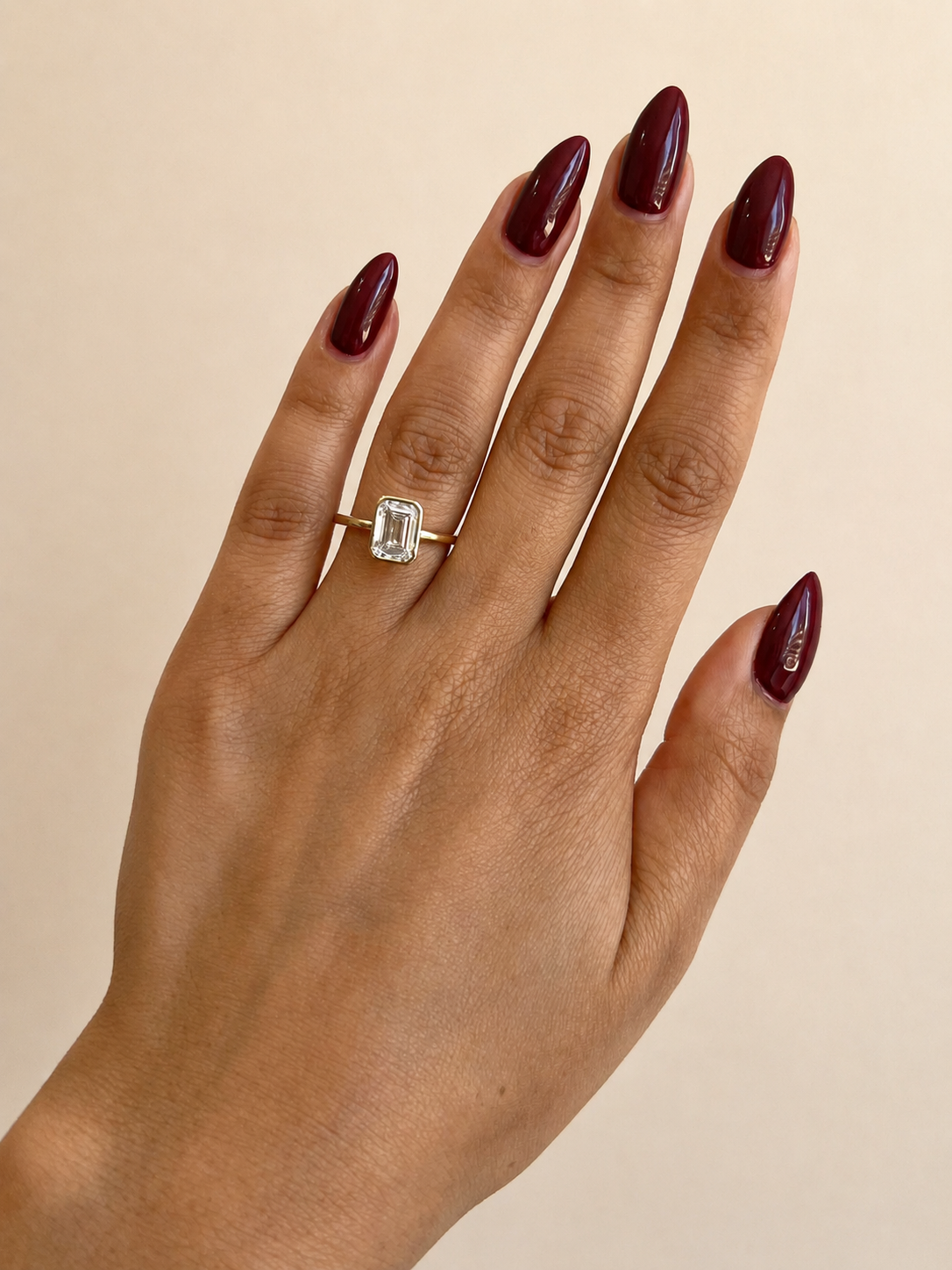 Emerald Cut Lab Grown Diamond Engagement Ring Bezel Solitaire 14K Yellow Gold  IGI Certified 2 Carat E VVS2